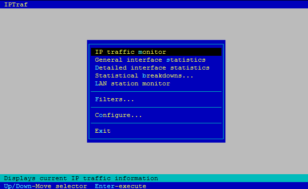 iptraf command interface