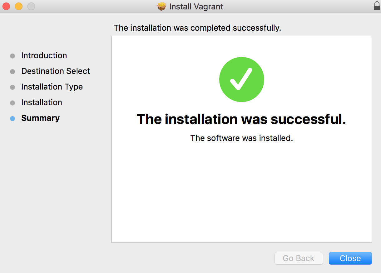 Vagrant Installation Complete Message in Mac