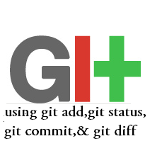 using git add,git commit,git diff,git status commands